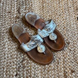 Jack Rogers 7M Silver Metallic Sandals Shoes